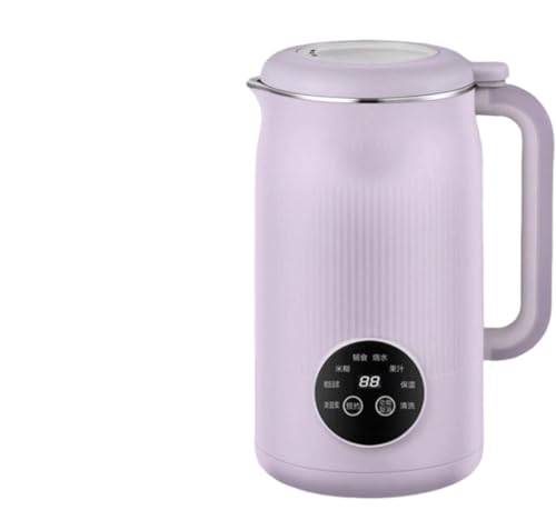 Giawkca 大容量、簡単な操作、ジュース抽出、ライスペーストなどのインテリジェントな予約機能、静音設計、お手入れ簡単、保温機能を備え、健康補助食品作りに適した多機能家庭用豆乳メーカーです。 (パープル)