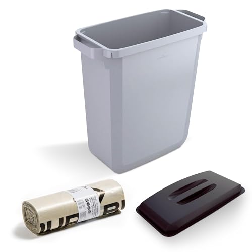 Sturdy Essentials Urban 34 Gallon Single Bin Commerical Trash Can with Ash Tray for Offices, Public Spaces, Businesses - Single Bin with Ash Tray - Hammered Copper