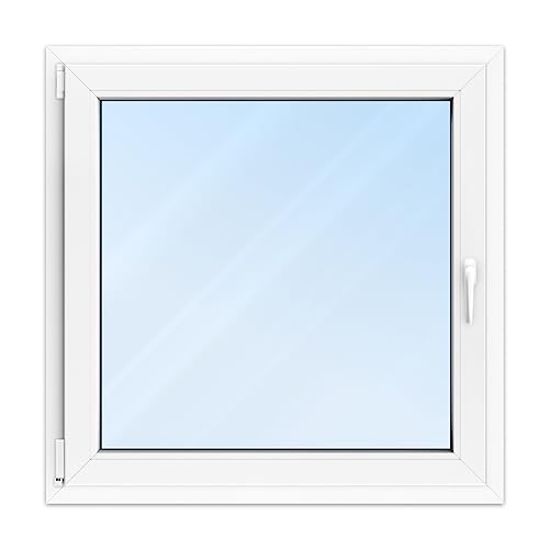 FENSTERVERSAND - Kunststofffenster 100x100 Weiß - zu öffnendes Fenster 100x100 Kunststoff mit Griff, Dreh- & Kippfenster, 2-fach Verglasung, Klarglas - DIN links - BxH: 1000x1000 mm, 70 mm Profil FENSTERVERSAND - Kunststofffenster 100x100 Weiß - zu öffnendes Fenster 100x100 Kunststoff mit Griff, Dreh- & Kippfenster, 2-fach Verglasung, Klarglas - DIN links - BxH: 1000x1000 mm, 70 mm Profil
