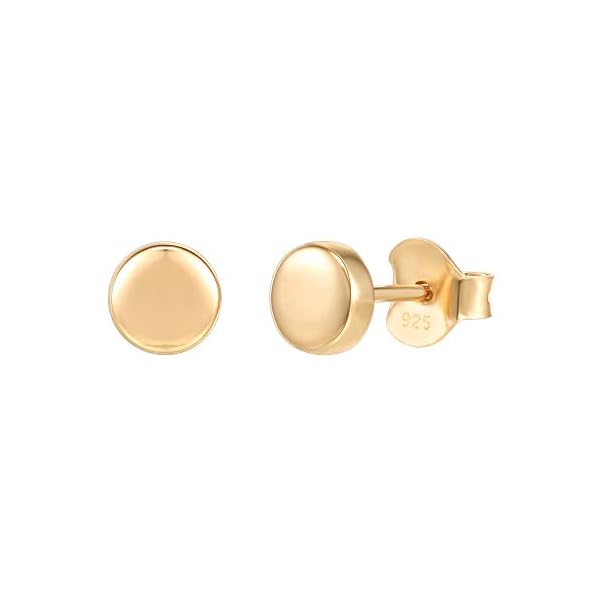 PAVOI 14K Gold Plated 925 Sterling Silver Earrings | Tiny Dot/Triangle Disc Stud Earrings | Yellow Gold Stud Earrings for Women