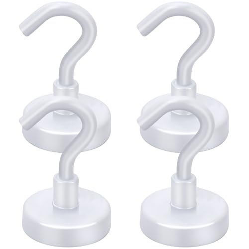 Image of LOVIMAG Cruise Essentials, 50Lbs White Magnet Hooks for Cruise Cabin, Strong Magnetic Hooks for Hanging, Refrigerator, Celling,Grill, Kitchen, Classroom- 4 Pack