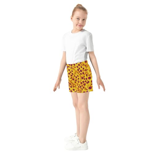Girls Athletic Shorts Yellow Pizza Cheese Slices Casual Summer Activewear Soft Pajama Shorts for Kids Teens, X-Small4