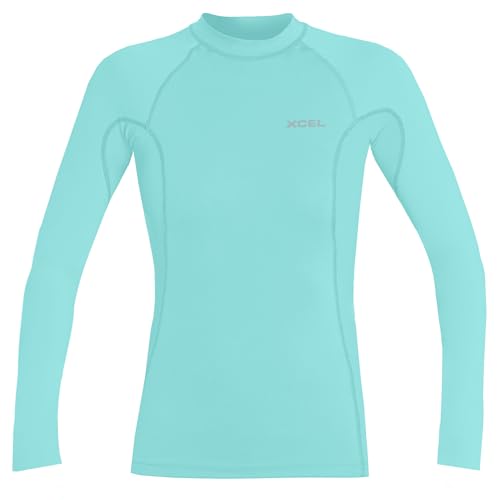 Image of XCEL Girls Premium Stretch Long Sleeve Performance Fit Rashguard - Glacier Blue | Size 8