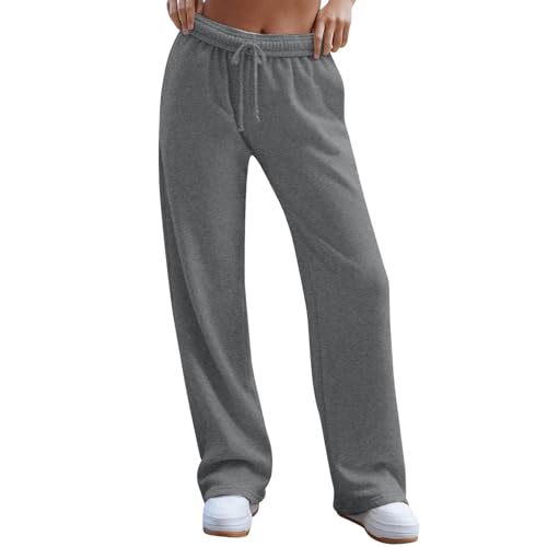 Womens Sweatpants Fall Baggy High Waisted Straight Leg Lounge Pants Casual Solid Drawstring Athletic Joggers 2025