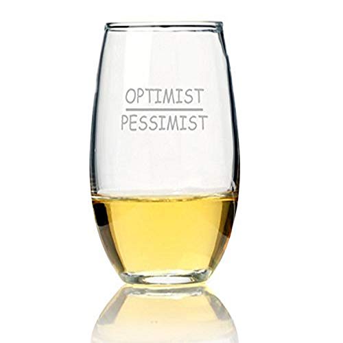 Chloe and Madison"Optimist-Pessimist" Stemless Wine Glass, Set of 4