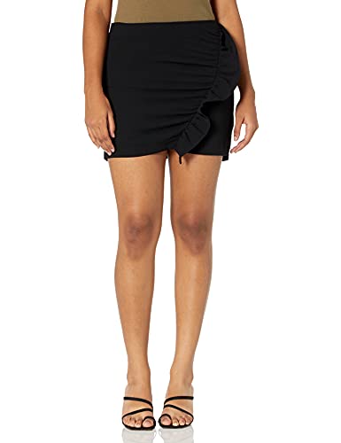 cupcakes and cashmere Women's Lacee Satin Back Crepe Wrap Skirt W/Ruffle