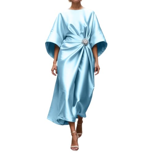 Generisch Robe longue en satin pour femme - Élégante - Pour mariage - Broderie de perles - Robe de soirée élégante - Robe de soirée - Robe de cocktail,...
