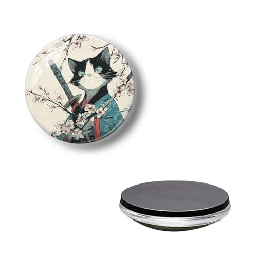 Imán de vidrio redondo con diseño de gato para decoración