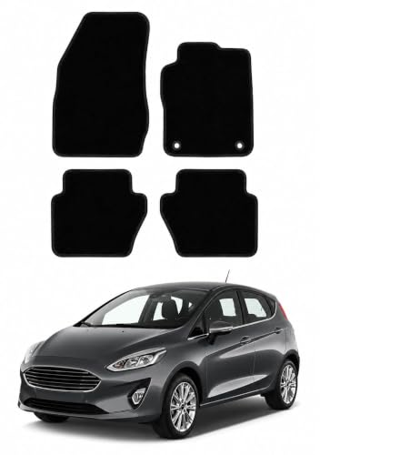 Car Mats Compatible With Ford Fiesta (2011-2017) Black Carpet Tailored Fit Car Floor Mats Set Anti Slip Mat - Non Slip Car Floor Mat - 4 Pc Floor Mat - 2 Clips