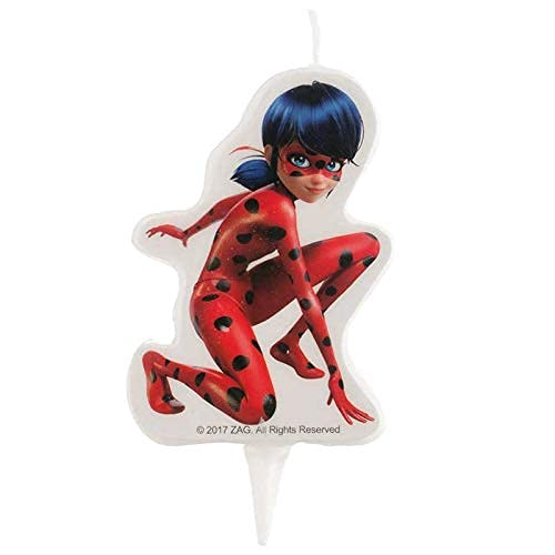 Ladybug Miraculous Candle Cake Topper - Kids Party Supplier - 3"