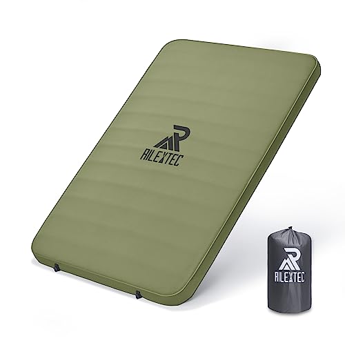 Rilextec 3.93” Thick Self-Inflating Sleeping Pad, Camping Mattress With Memory Foam, Camping Sleeping Pads For 2 Person, Sleeping Camping Mat With Pump Sack For Tent Car Truck Van 4 Season,Double #TOP11