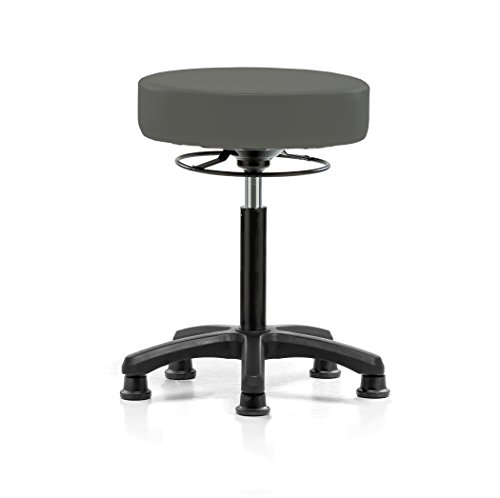 Image of Perch Stationary Life Height Adjustable Stool | Medium Bench Height 20.5-28 inch | Charcoal Vinyl