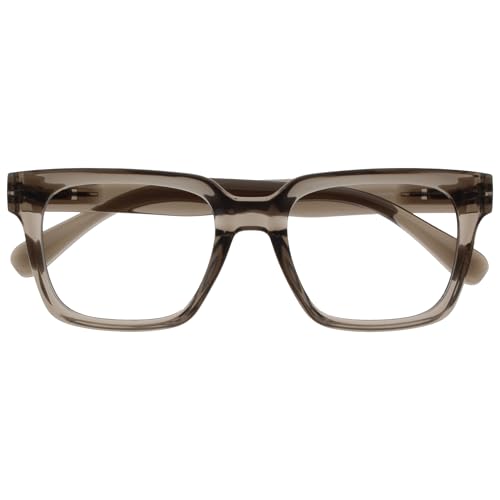 Image of OPULIZE ERA Blue Light Blocking Reading Glasses for Women & Men-Readers-Anti-Glare-UV400 Protection-Oversized Frame-Computer and Screen Glasses-Transparent Grey-+3.50(Pack 1 of with 1 Pouch)