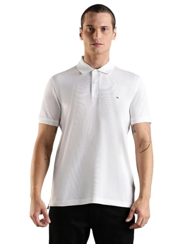 Image of Tommy Hilfiger Solid Regular Fit Cotton Polo T-Shirt