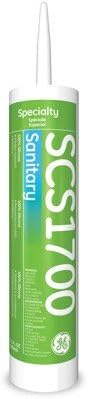 General Electric SCS1700, Clear Sanitary Silicone Sealant, 10 Fl Oz Cartridge, Removable Nozzle, Case of 24