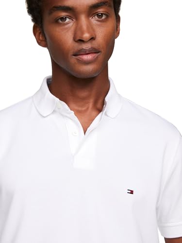 Image of Tommy Hilfiger Men's Short Sleeve Polo Shirts in Slim Fit with Stretch and Organic Pique Cotton