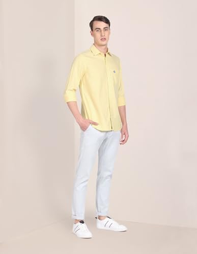 Image of U.S. Polo ASSN. Men's Solid Spread Collar Premium Cotton Oxford Tailored Fit Shirt