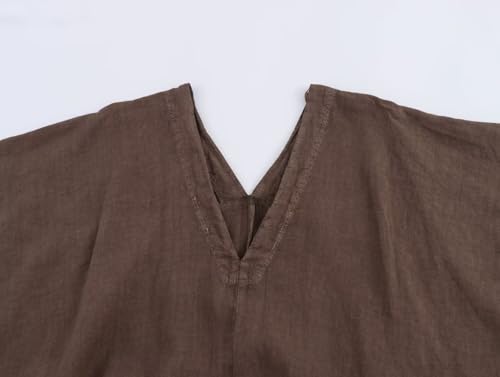Archicolor Vestido longo estilo preguiçoso marroquino solto minimalista moda feminina retrô linho te