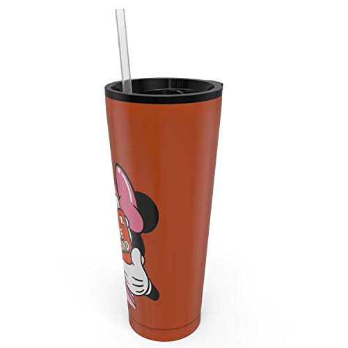 Image of Zak Designs Disney Minnie Mouse Vacuum Insulated Stainless Steel Travel Tumbler with Splash-Proof Lid, Includes Reusable Plastic Straw and Fits in Car Cup Holders (18 /8 SS, 25 oz, Sure Thing)