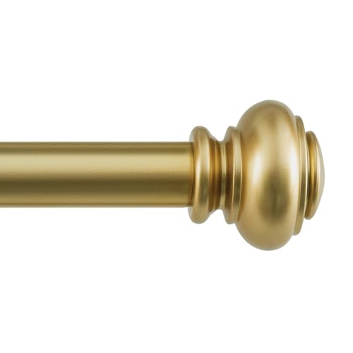 BellaHills Barras de cortina para ventanas de 25 mm, barra de cortina individual con remates clásicos de 76 a 349 cm, barra de cortina ajustable con soportes, juego de accesorios para sala de estar y