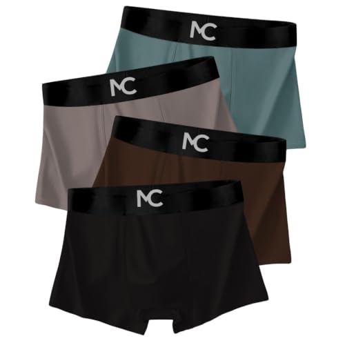 Image of Men's Premium Microfiber Boxer Briefs for Men | Soft Stretch Breathable Innerwear | Moisture-Wicking Comfortable Trunks with Elastic Waistband | Multi Color Pack of 4