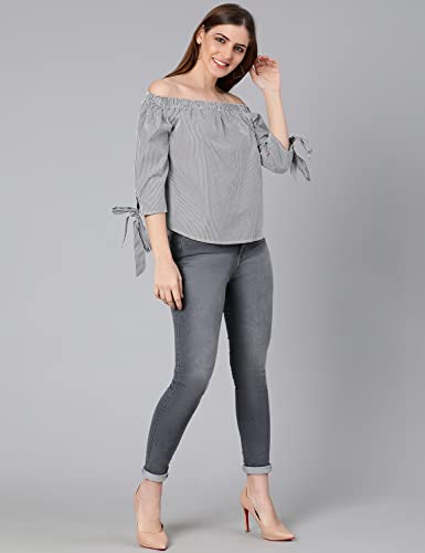 Image of oxolloxo Ragalia Stripes Printed Off-Shoulder Women top