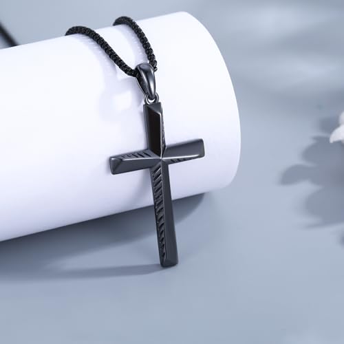 Black Cross Necklace for Men 925 Sterling Silver Cross Pendant Necklace Cross Jewelry Gifts for Men Women2