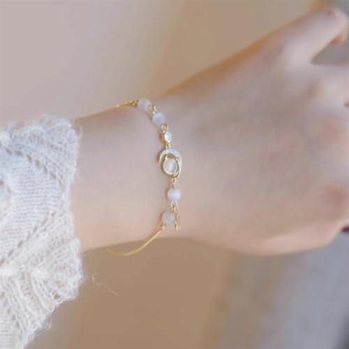 Dainty Planet Moon Star Link Bracelet 18k Gold-Tone Plated Adjustable Chain Sparkling Cubic Zirconia Chic Cat Eye Beaded Delicate Bracelets for Women Party Jewelry Best Gift Birthday Valentine's Day Xmas4