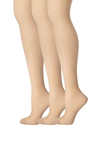 Hanes Womens Set of 3 Silk Reflections Control Top RT Pantyhose, A/B, Nude