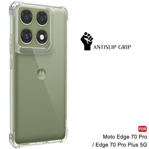 Image of TheGiftKart Crystal Clear Back Cover Case for Motorola Moto Edge 70 Pro /Edge 70 Pro Plus 5G | Shockproof Soft TPU Case | Cushioned Edges for Ultimate Protection Back Cover Case (TPU, Transparent)