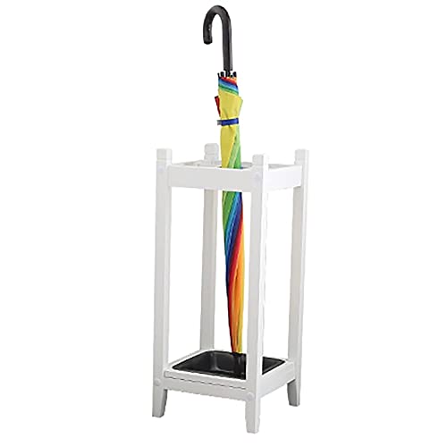 QHLMLL Paragüero de Madera Maciza para Interiores Que Ahorra Espacio, paragüero Multifuncional con Bandeja de Goteo para Restaurante de Oficina, Soporte para Flores, Color Blanco Hecho en China