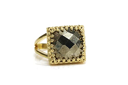 Bague Pyrite Carrée et Argent Sterling pour un Look Boho Chic au Quotidien - 6