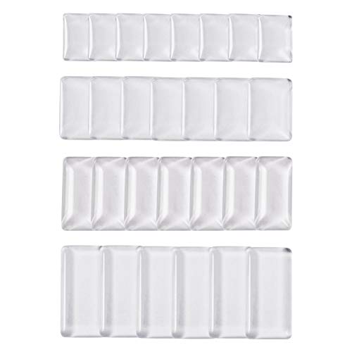 PandaHall Elite 40 pcs 4 Sizes Rectangle Transparent Glass Cabochons Clear Glass Dome