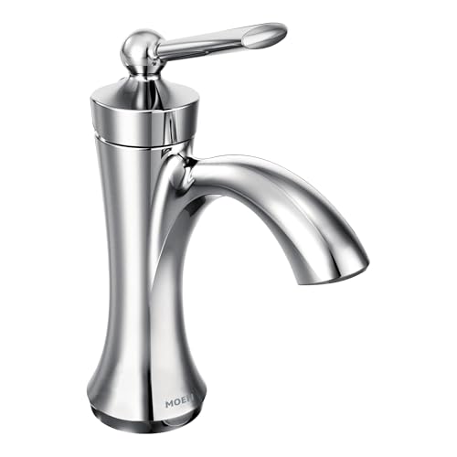 Moen Wynford Chrome One-Handle High-Arc Bathroom Faucet with Drain Assembly for One or Three Hole Setups, 4500