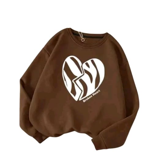 Image of Women Oversized Baggy Sweatshirt, Cotton Broken Heart Print
