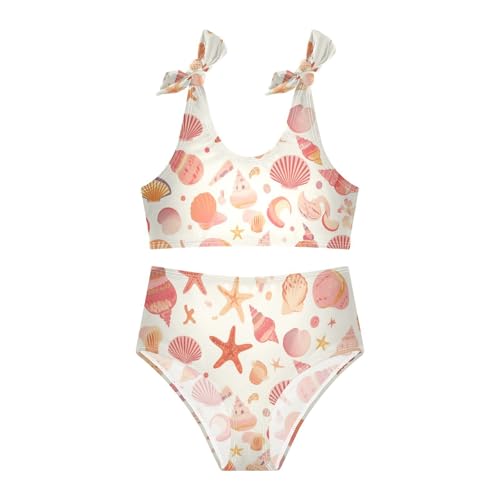 Seashells Different Shapes and Starfish Girl Two Piece Kids Bikini Set Quick-Dry Swimsuit Swimwear Adjustable Strap3