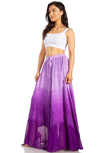 Sakkas Lyra Womens Bohemian Soft Brocade Rayon Tiered Embroidered Flowy Long Skirt3