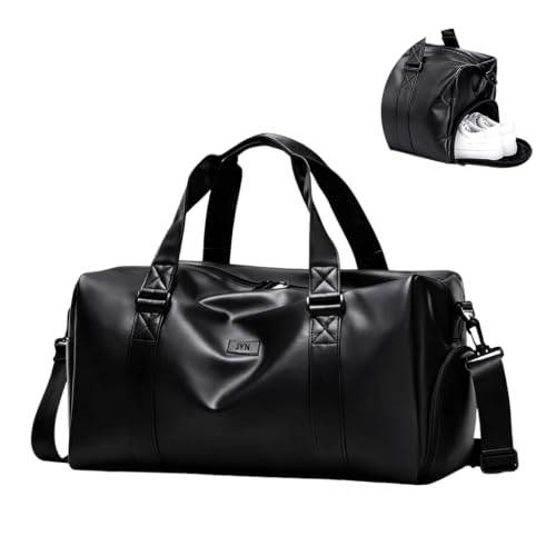 GUSTAVE® PU Leather Duffle Bag Gym Travel Bag Shoe Compartment