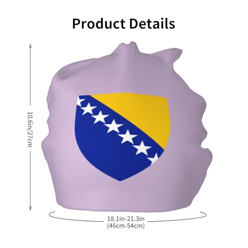 National Emblem of Bosnia and Herzegovina Children Hip Hop Knitted Hat Kids Elastic Leisure Knit Cap Warm Sleep Beanies Black2