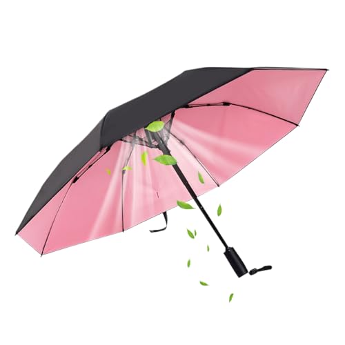 Paraguas Refrescante | Paraguas Refrescante con Ventilador | Sombrilla Recargable para Adultos Playa Camping Golf Deporte Exterior, rosa, Se référer au descriptif