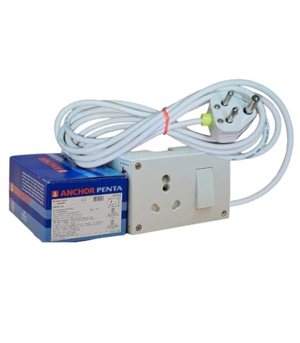 Image of Switch Socket Combined Powerful Extension Board with 3 Meter Copper Cable | 20A Switch, 16A /6A Socket | Extension Power Board for Laptop, Washing Machine, Heater, Cooler, Fridge & All Home Appliances