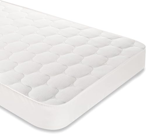 Moshy Cubrecolchón Protector Dolpy, Reversible, Algodón 100%, Antialérgico, con Relleno de Fibra Antiácaros, Platabanda 30 cm, Blanco (80x190 cm)