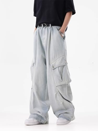 Men's Pants Workwear Denim Loose Fit Retro High Street American Spring Trouser for Men3