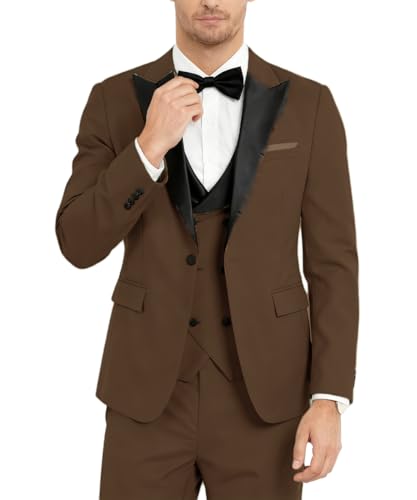 3 Piece Suit for Men Slim Fit Double Breasted Men's Formal Suit Dressy Blazer Pants Vest Set Tuxedo for Wedding Prom Groom