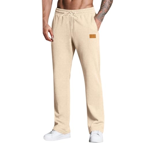 WENKOMG1 Mens Athletic Lounge Pants Open Bottom Casual Stretch Jersey Sweatpants with Pockets, S-3XL