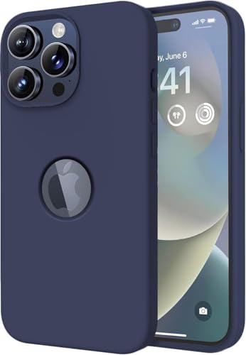 Image of VONZEE Microfiber Liquid Silicone Case for iPhone 15 Pro (6.1 inch) | Logo Cut Non-Slip Full Body Shockproof Back Cover with High Raised Camera Protection (Titanium Blue)