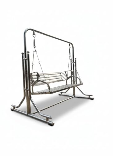 Image of Swing India Indoor and Outdoor Stainless Steel Swing with Hammock Chair 2-Seater Jhula, High-Strength Iron, 350 kg Capacity (Silver) | Beautiful, Comfortable Seating for Your Dream Home
