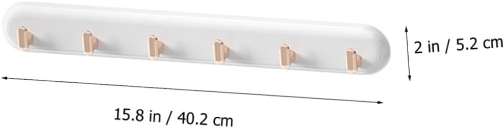 Wall Hanging Storage Hook, 6-Row No-Drill Platinum Utility Hooks, Plastic Clothes Hanger for Kitchen, Bathroom Towel and Hat Organization, 1pcs