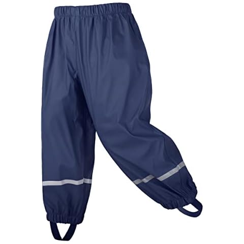 AMIYAN Kids Rain Trousers Boys and Girls Rain Pants Unisex Waterproof Over Trousers Navy Blue 98/104 3-4 Years Cover