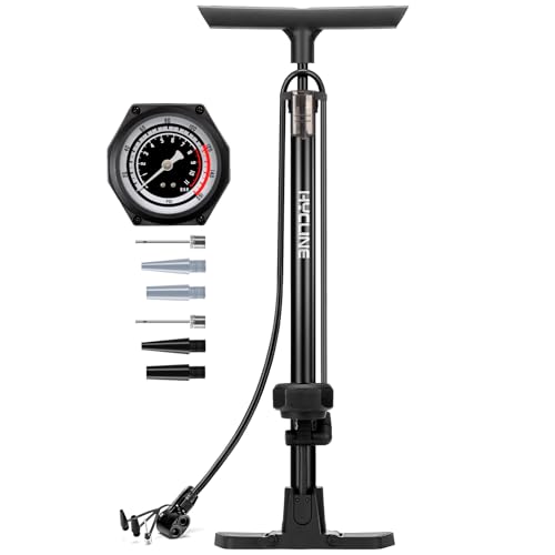 Hycline Bike Floor Pump with Gauge: Full Size 43inch 160 PSI High Pressure Bicycle Pumps - Durable...